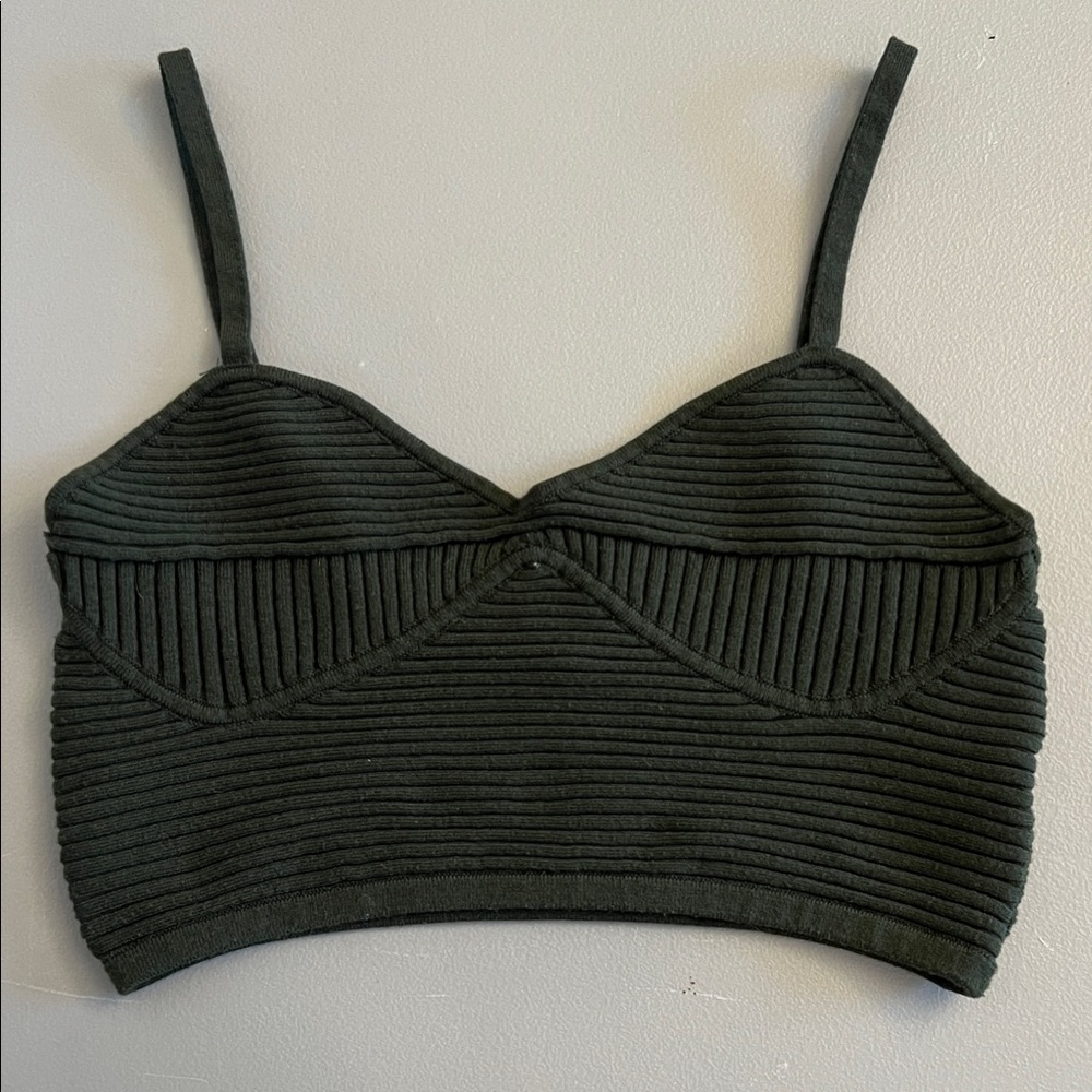 Aerie Olive Green Ribbed Tank Top